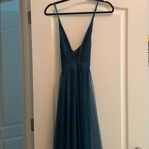 Green cutout/mesh prom dress